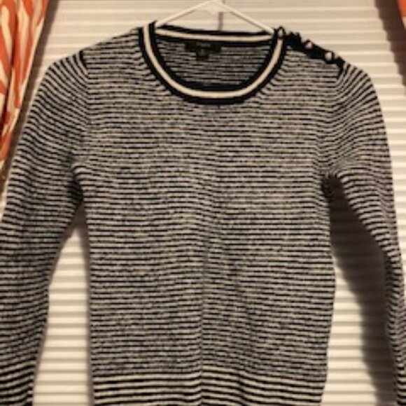 J. Crew Navy and White Stripe Merino Wool, Girls sweater, Size Small - Picture 1 of 5